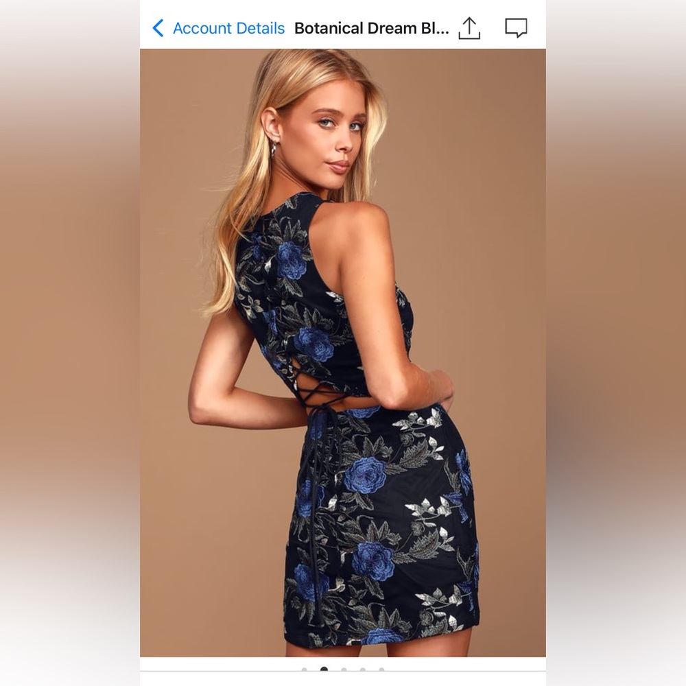 Lulu's Black and Blue Floral Skirt Set